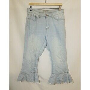 American Bazi Crop Flare Hippie Retro Light Blue Jeans Women's SMALL